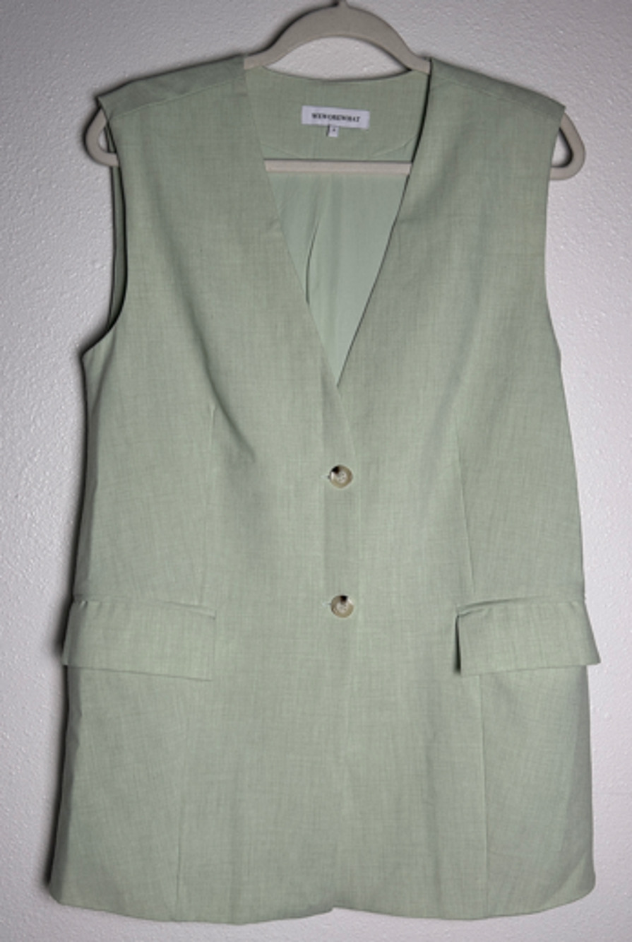 WEWOREWHAT Relaxed Vest in Fog Light Green Causal Workwear Size Small